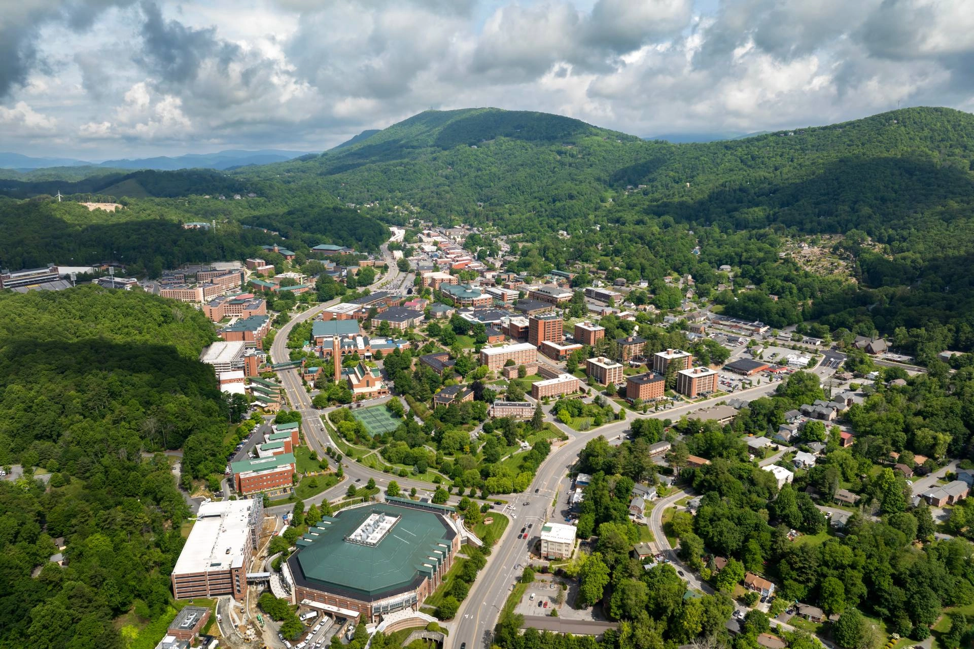 An aerial image of Boone, North Carolina (NC)