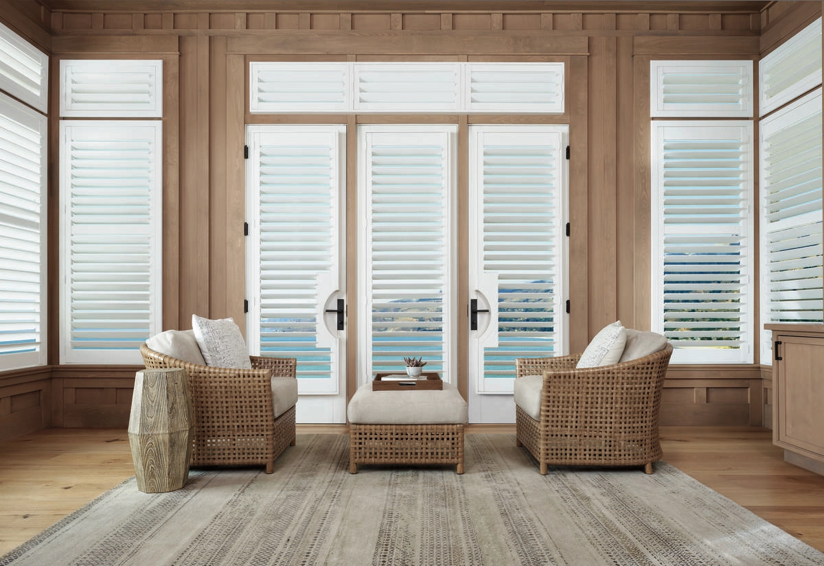 French Door Window Treatments with Style and Flair near Anaheim, California (CA) including Palm Beach™ Shutters