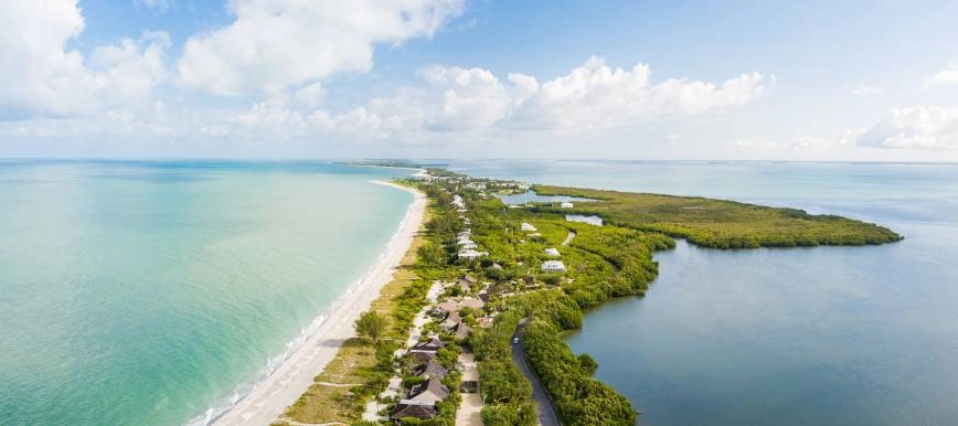 An aerial image at sunset of Fort Myers, Florida (FL)