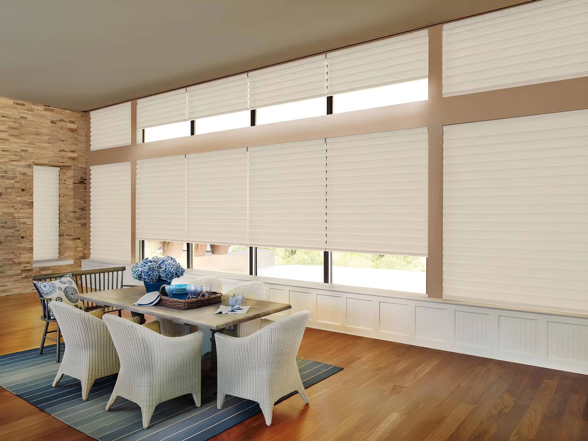 Hunter Douglas Vignette® Roman Shades in a Traditional Dining Room near Newhall, CA