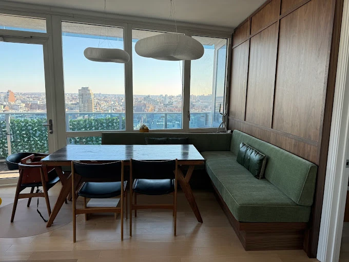 Green Mohair Upholstered Bench 