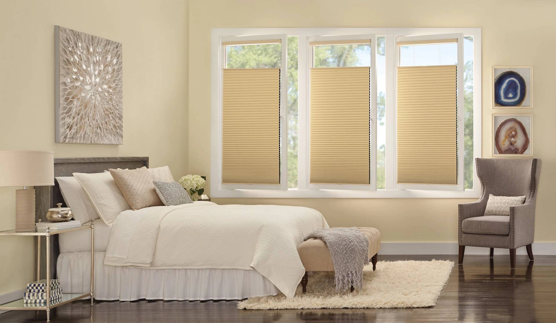 Hunter Douglas Duette® Cellular Shades with Top-Down Bottom-Up feature.