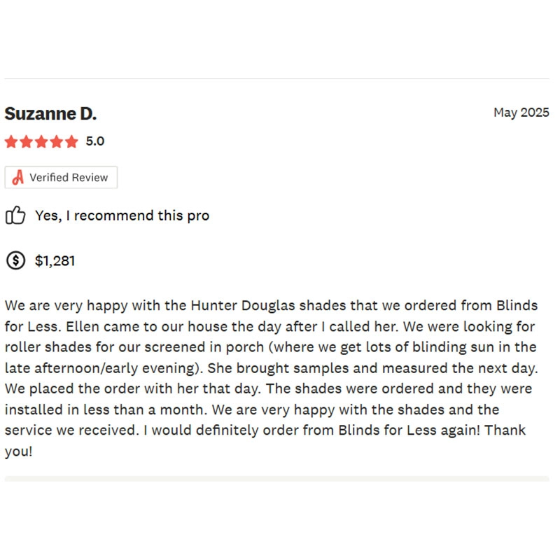 Blinds for Less Review on Angi