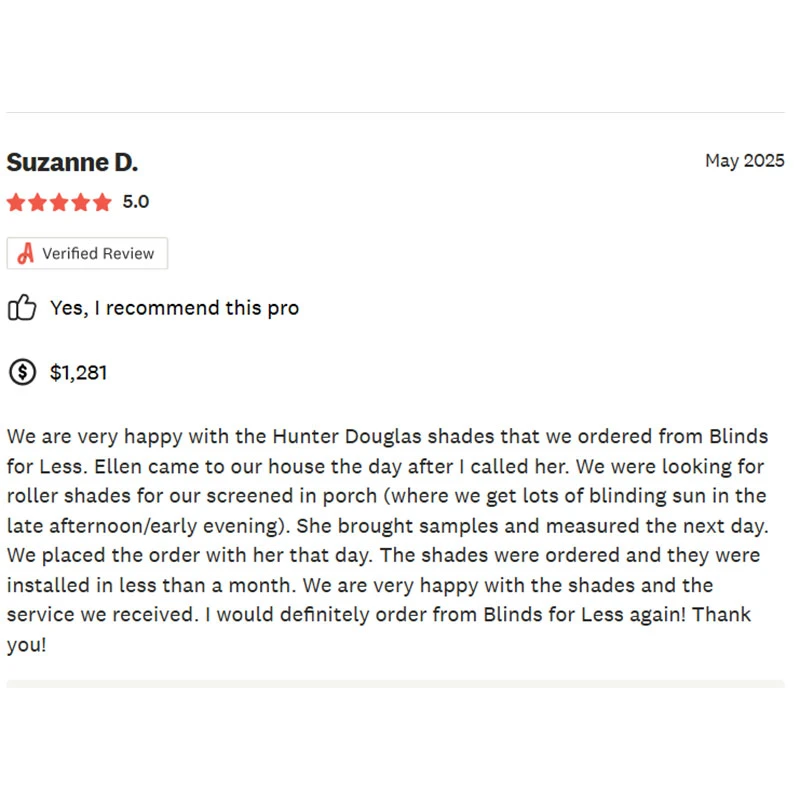 Blinds for Less Review on Angi