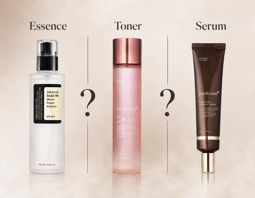 Tonik, esenca ali serum – razlika, vrstni red in kdaj uporabiti katerega