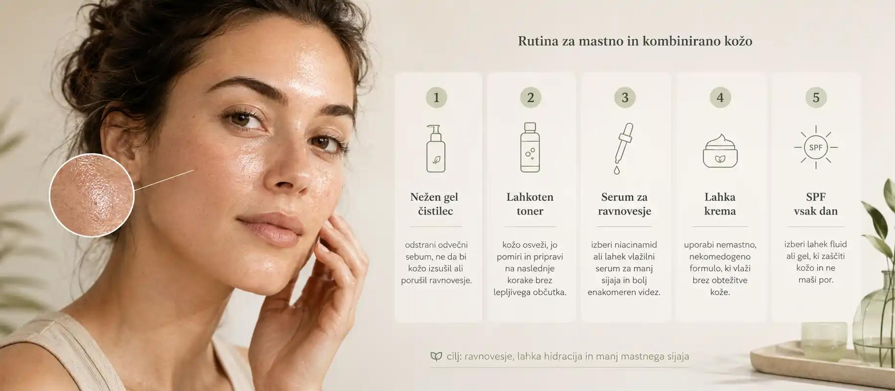Rutina za mastno in mešano kožo