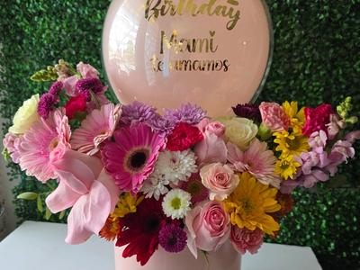 Globo y caja cilindro - Cumpleaños