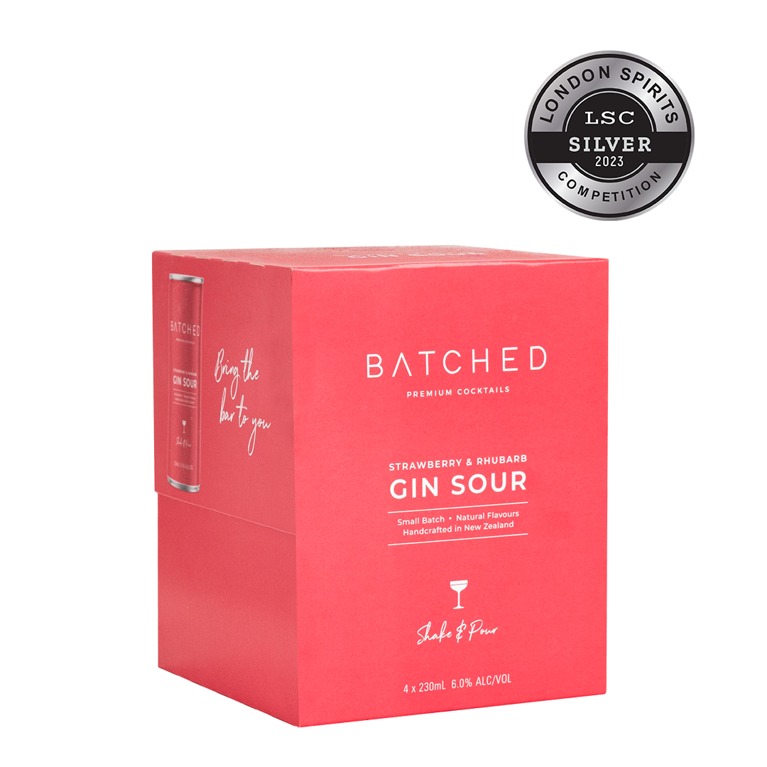 Batched Gin Sour box with silver medal