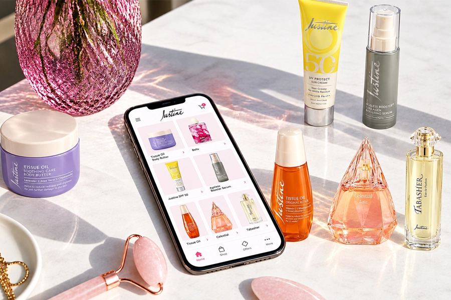 The latest Justine brochure and skincare range