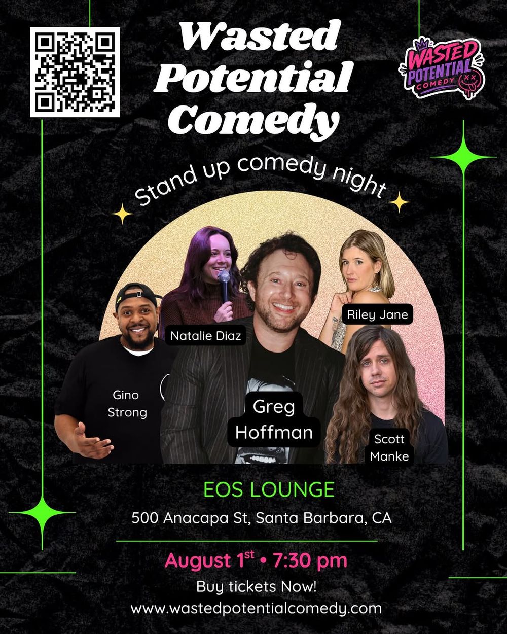 🚨 New Venue Alert, Santa Barbara! 🚨

Wasted Potential Comedy is bringing stand-up to EOS
