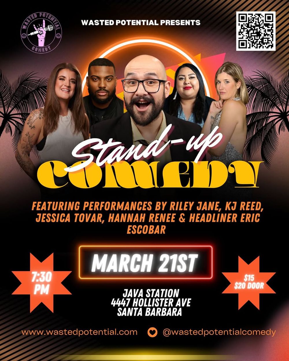 Wasted Potential Comedy Live at Java Station – Santa Barbara

March 21st 7:30 PM

Lineup:
