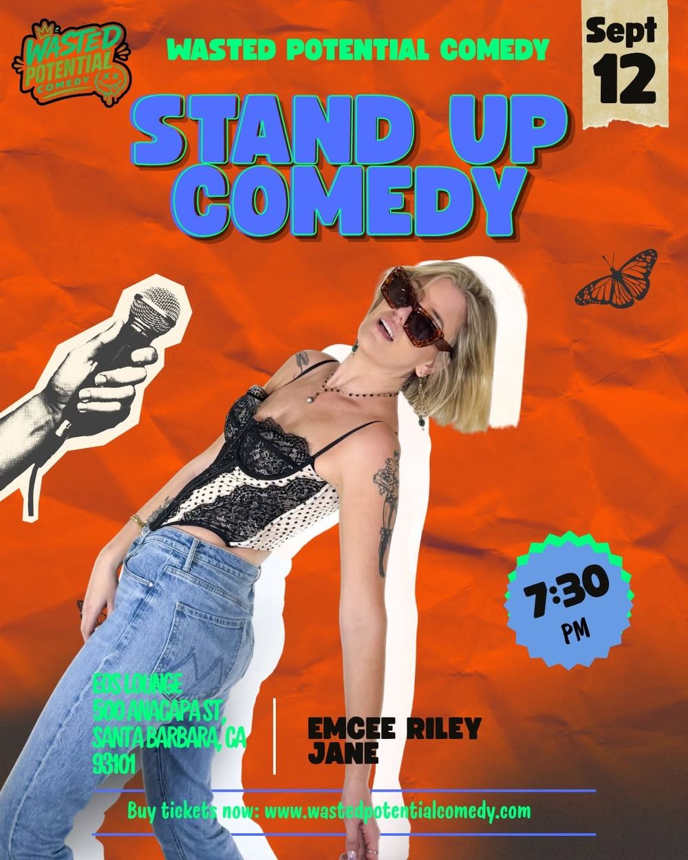 Your host for Saturday night: Riley Jane! 🎤

Riley is one third of Wasted Potential Comed