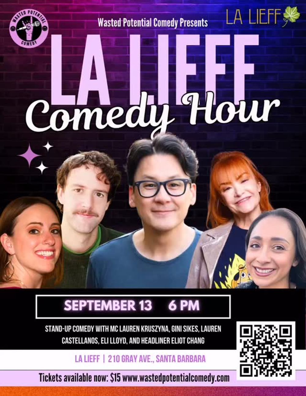 Grab your ticket! Saturday September 13th at La Lieff in Santa Barbara. Show starts at 6pm
