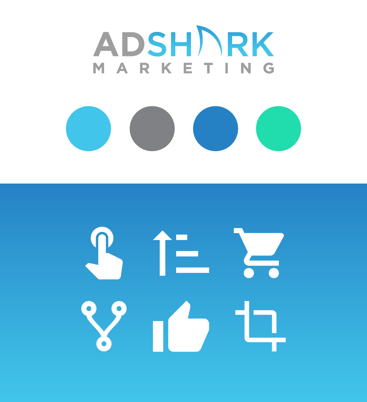 An image with the updated company colors in the form of icons