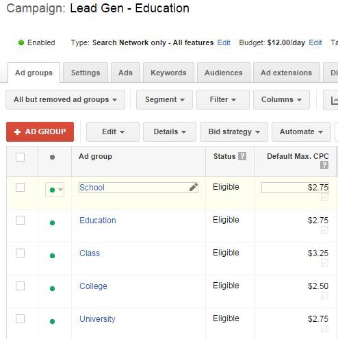 adwords account structure