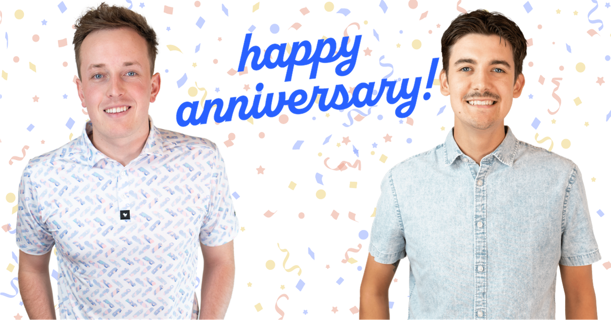 Jack Yakowicz and Gavin Longthorne celebrate their anniversaries working at AdShark