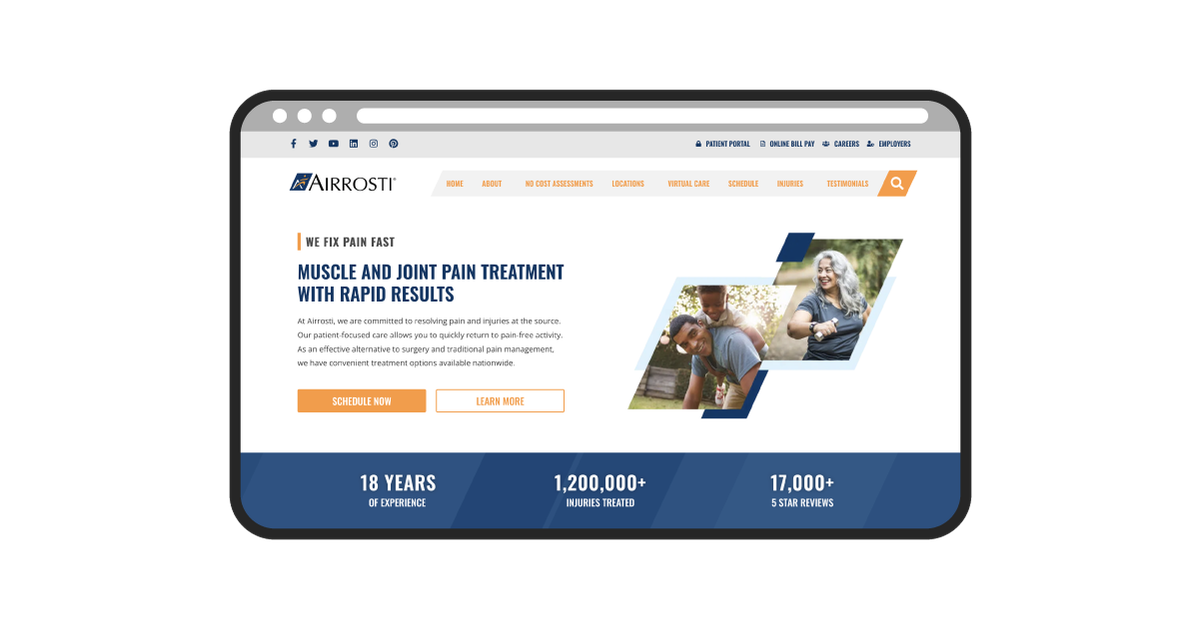 airrosti chiropractic website example
