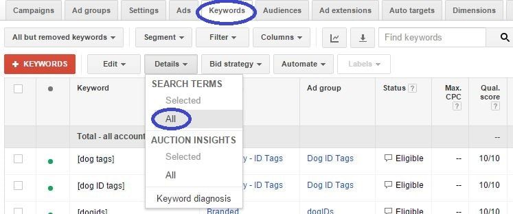 Dimensions Search Terms Alternative