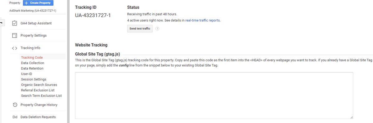 Universal Analytics tracking ID
