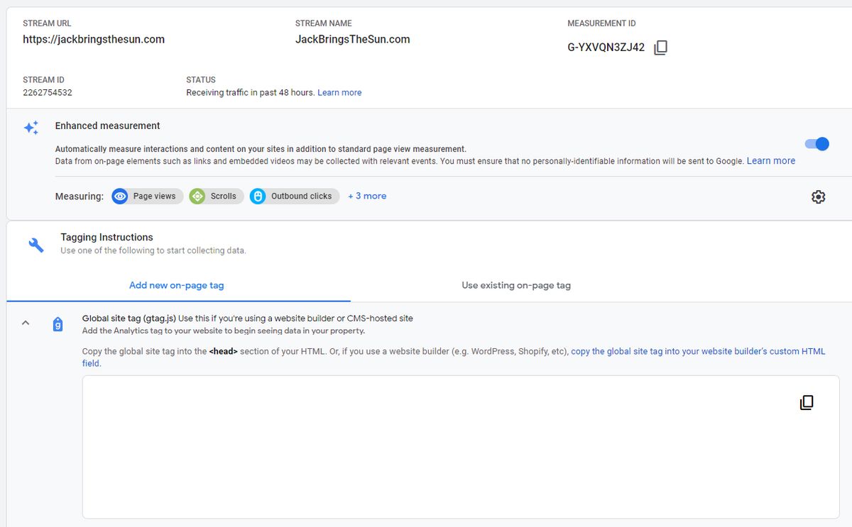 new google analytics measurement id