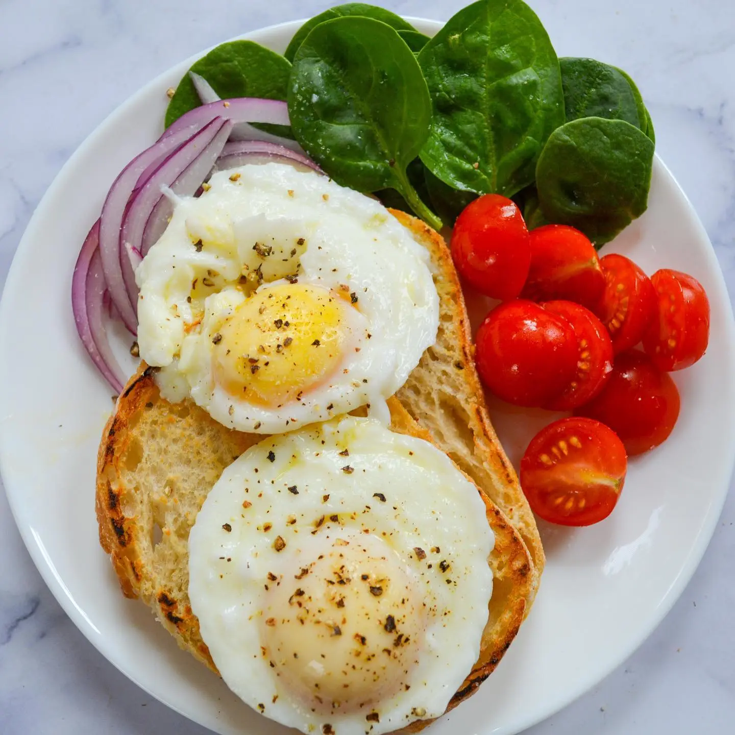 Fried Eggs on Toast with Side Salad