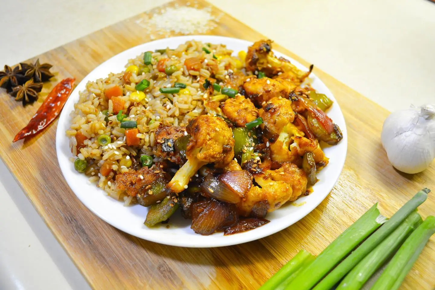 Gobi Manchurian with Fried Rice