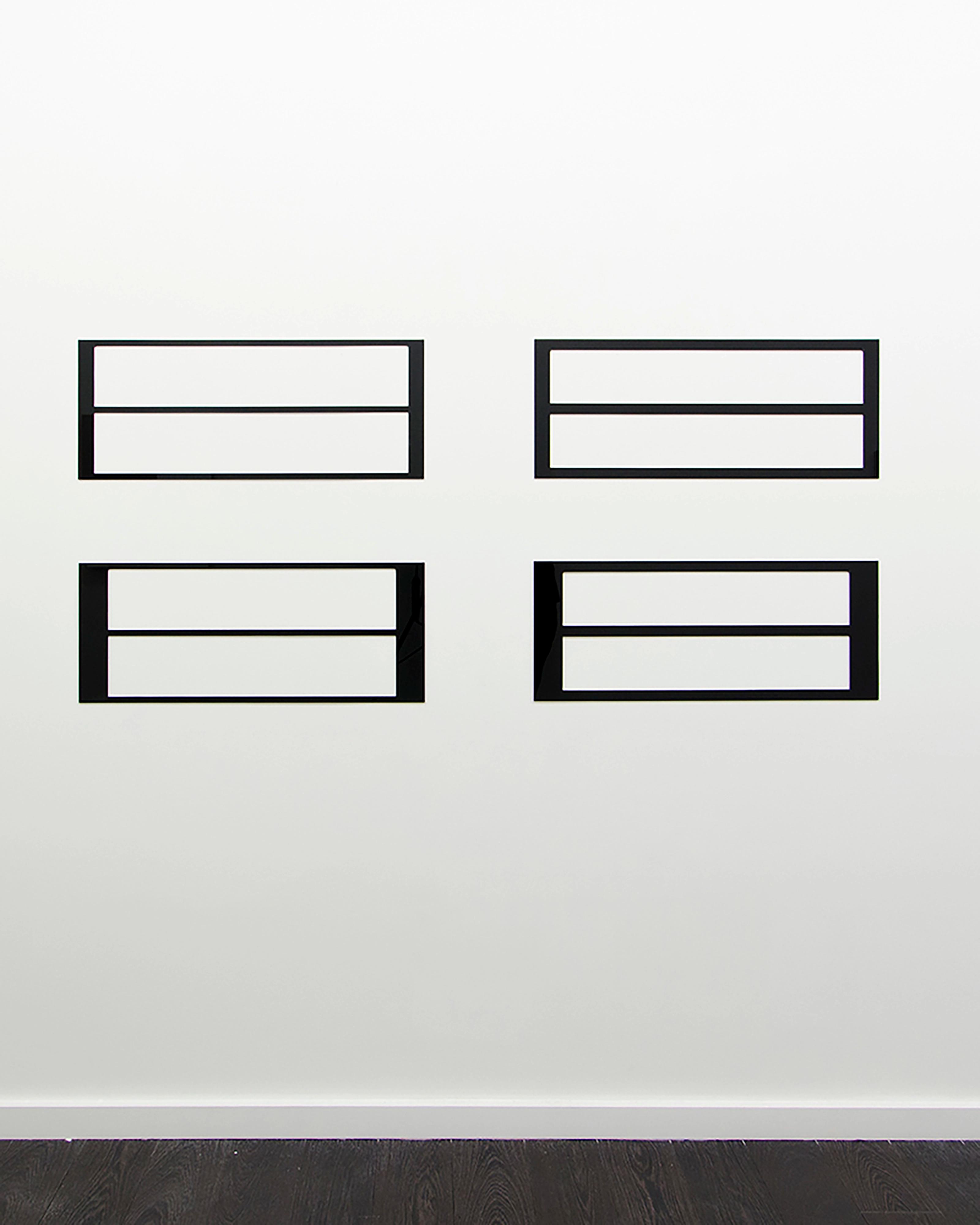 Reflective Editor, Set of Four: Two Horizontal Rectangular Holes, Parallel Pattern, Horizontal Division