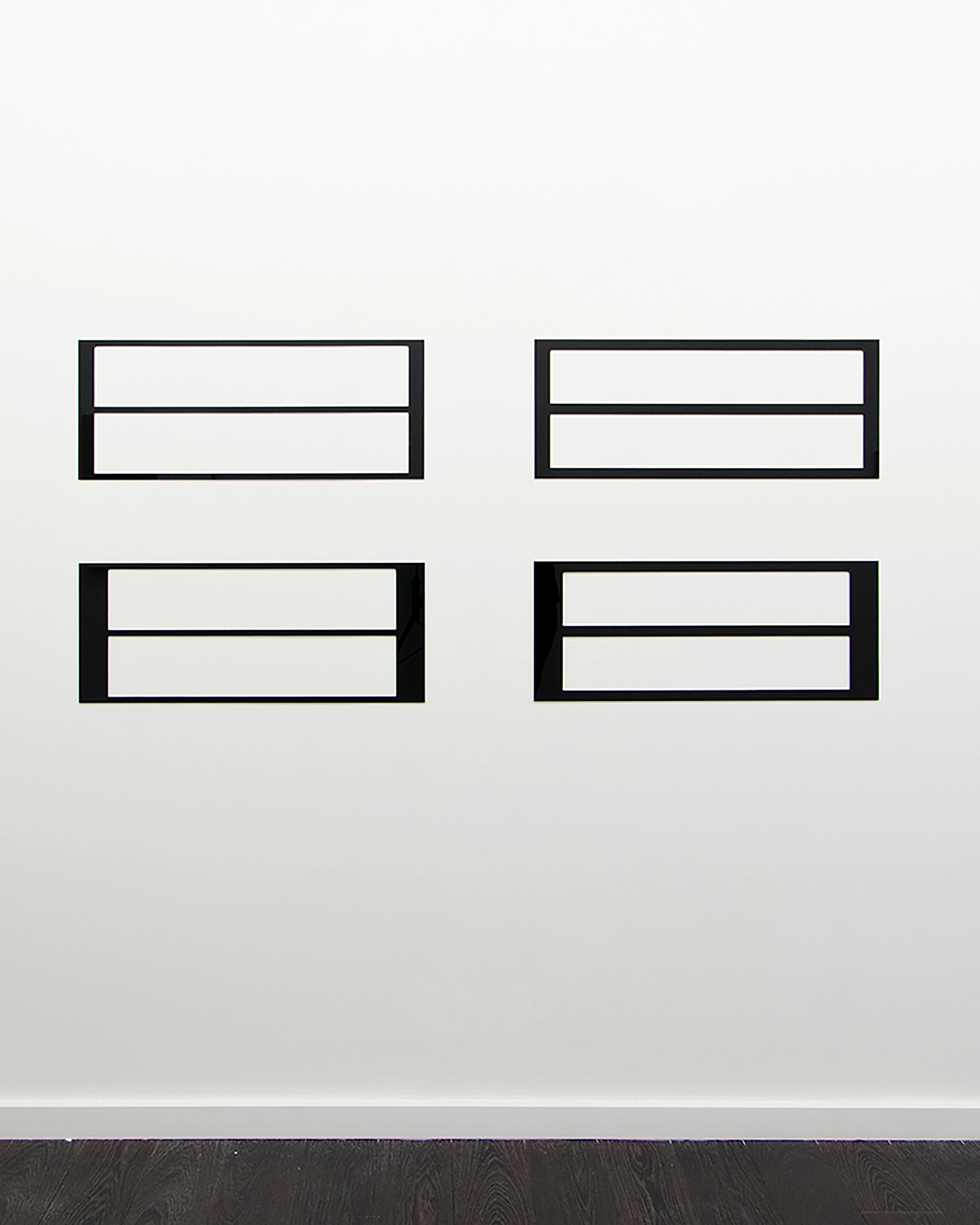 Reflective Editor, Set of Four: Two Horizontal Rectangular Holes, Parallel Pattern, Horizontal Division