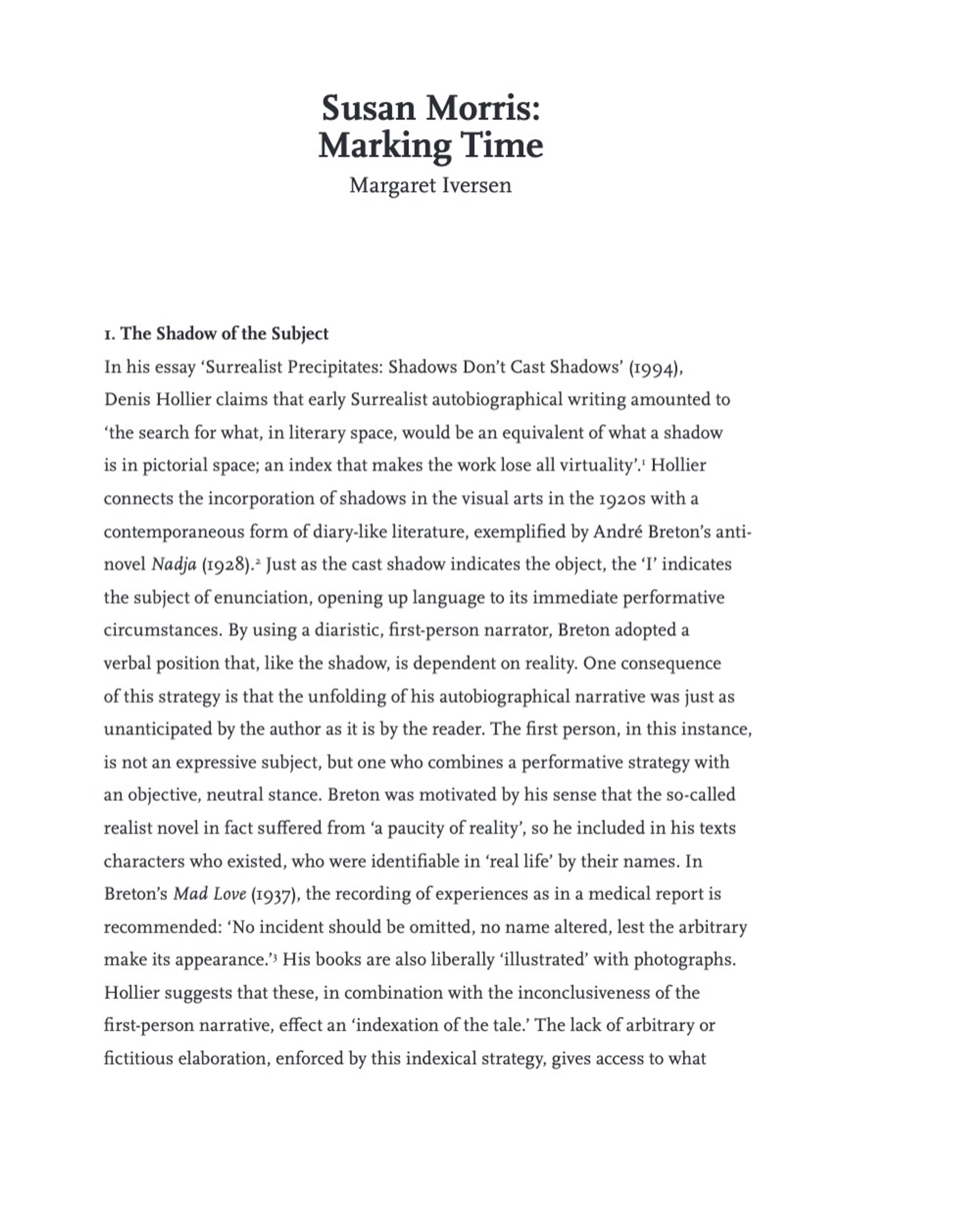 Susan Morris Marking Time