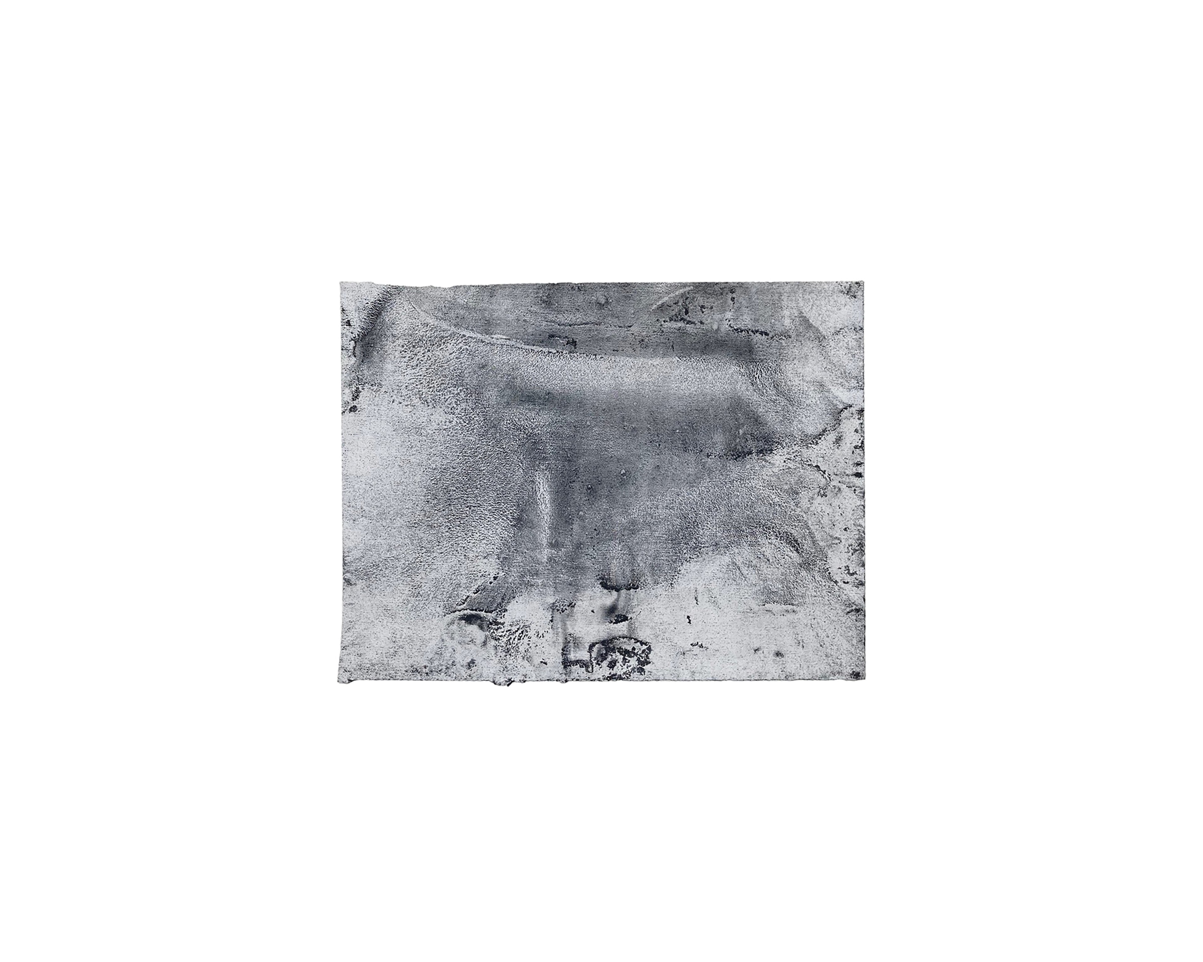 Monochromatic watercolour study with gestural brushstrokes creating abstract organic forms and tonal variations across paper, predominantly grey and white