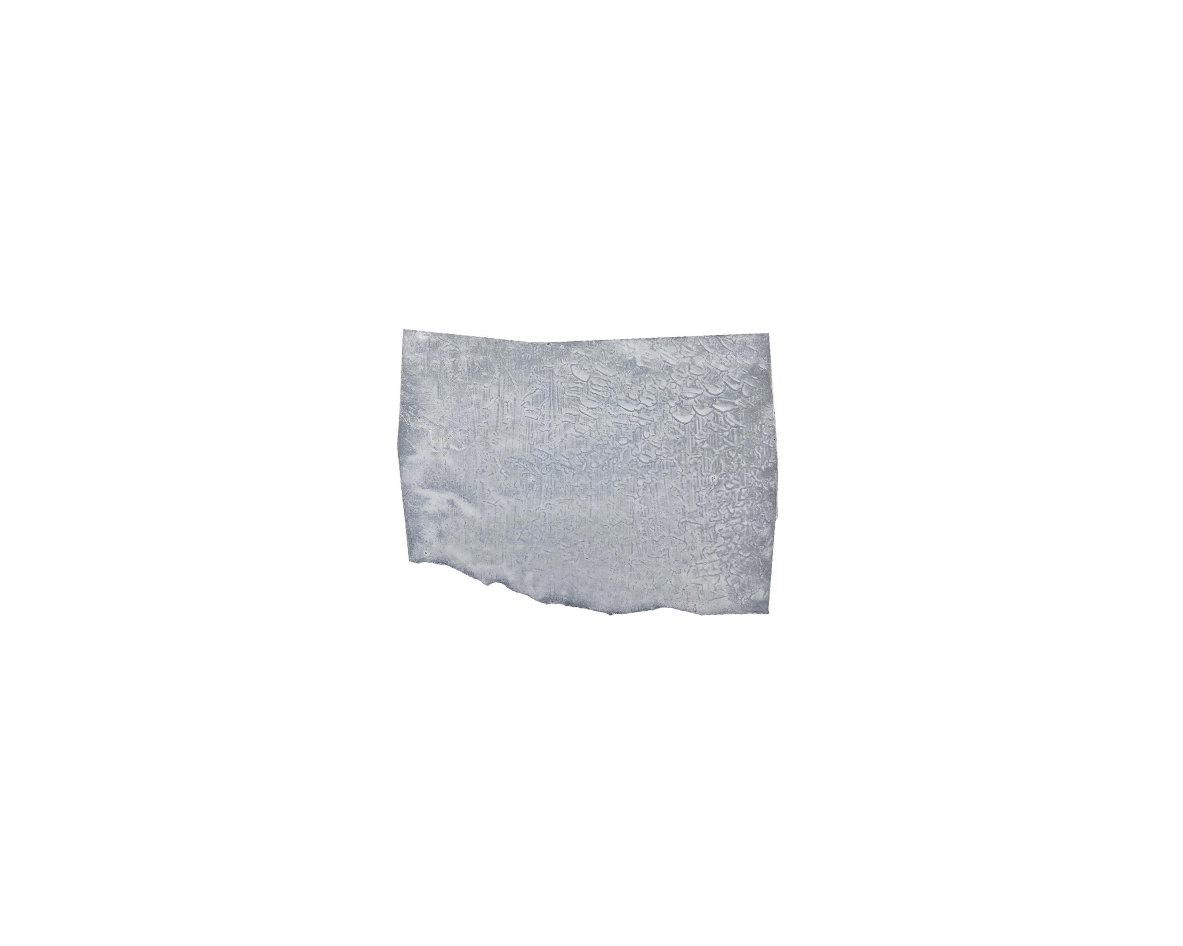 Pale grey watercolour on paper with organic, irregular edges creating an abstract rectangular form against a white background