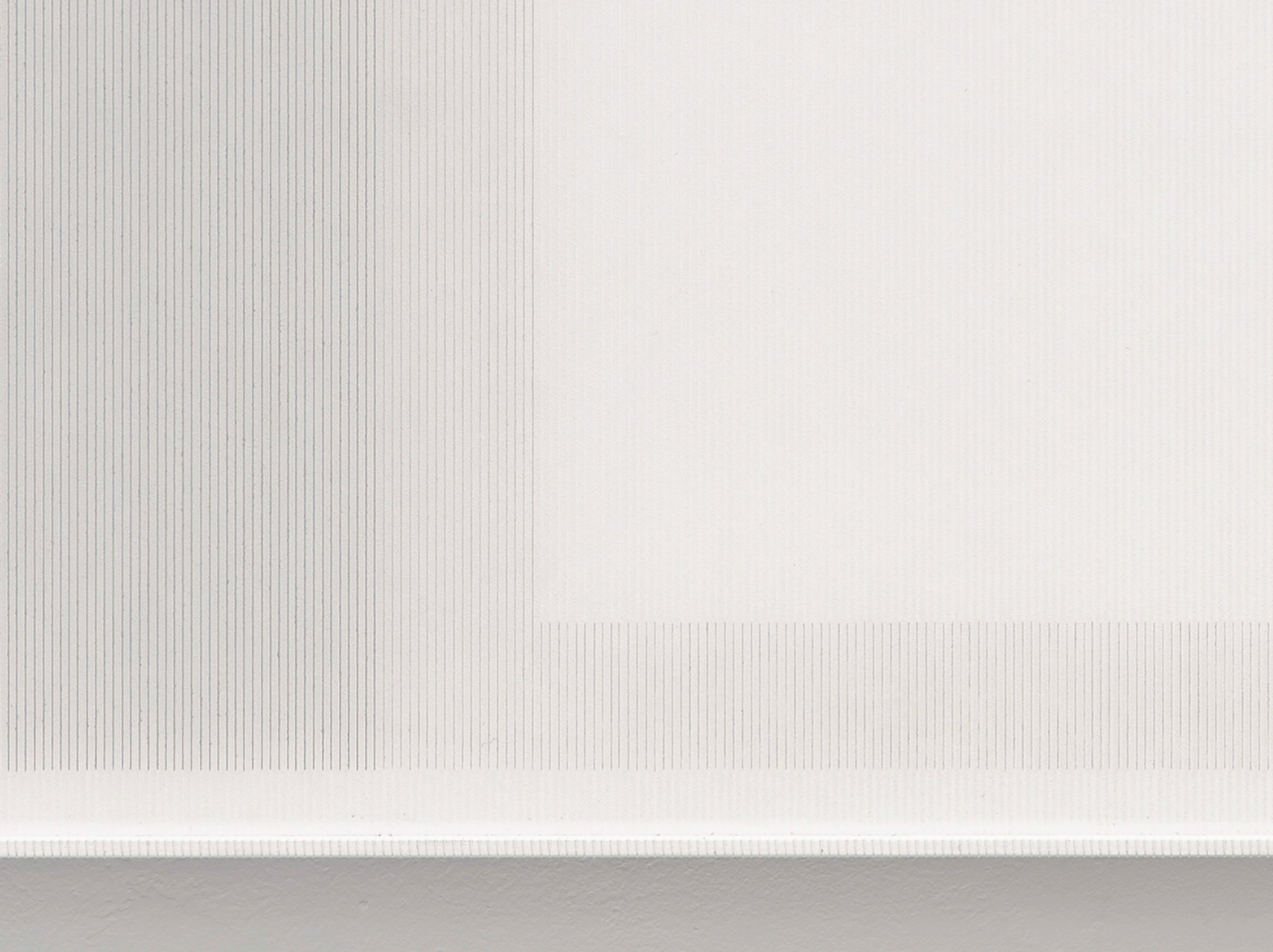 Fine vertical threads in grey and white create a linear relief pattern across an ABS panel, with a horizontal step division creating depth and shadow