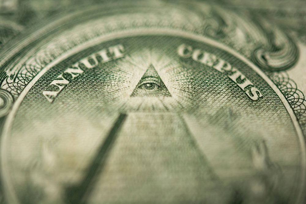 US Dollar Bill Pyramid Symbol
