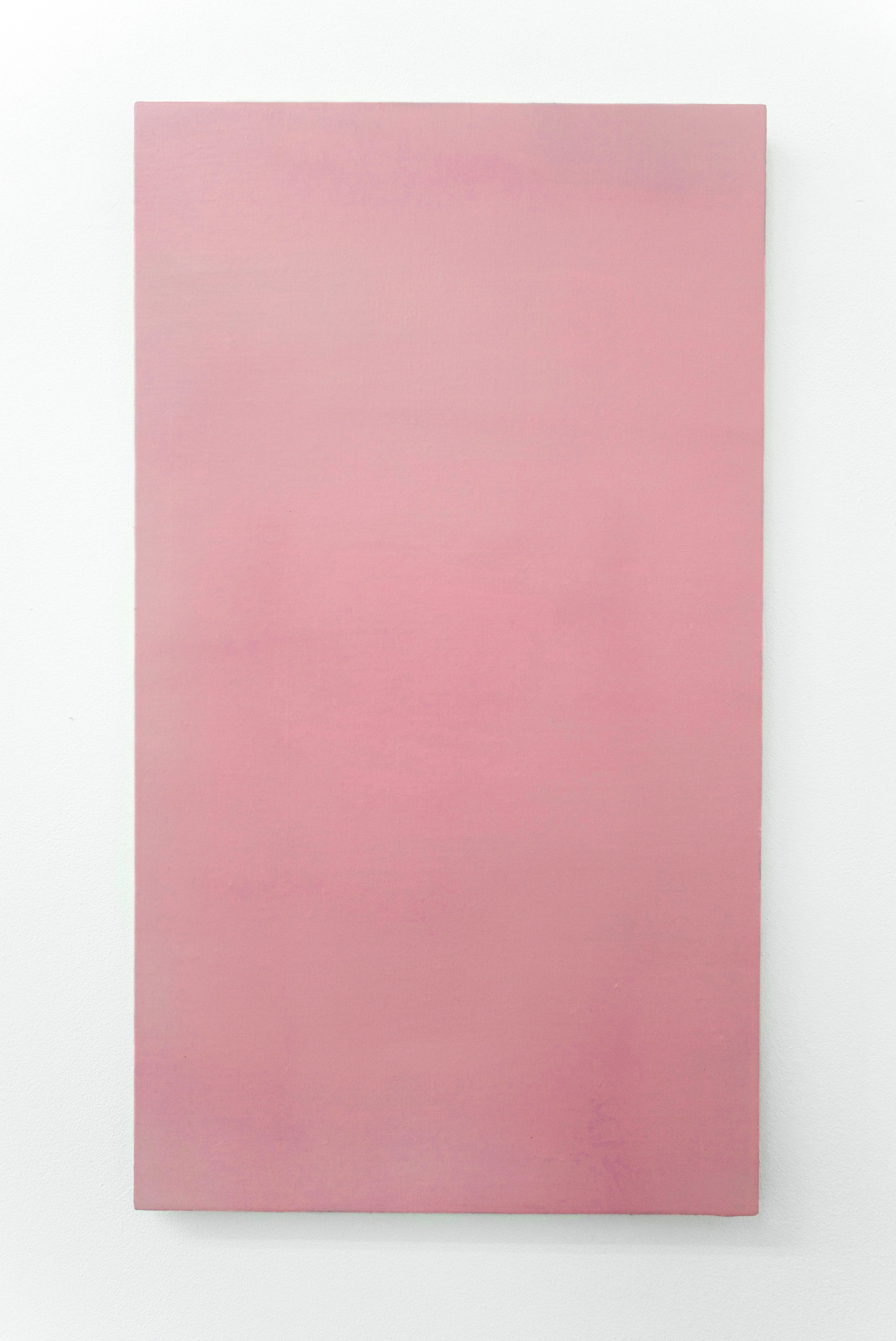 Vertical rectangular canvas painted in soft mauve-pink with subtle tonal variations, created with oil paintstick on canvas