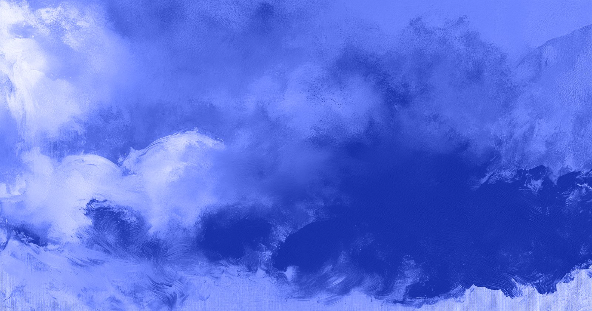 Thin white clouds against a blue sky in Impressionist style