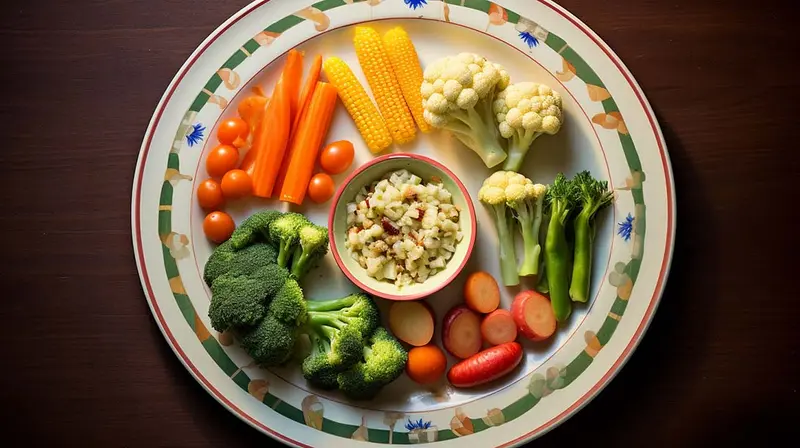 Child's meal plate showcasing a balance of new and familiar foods, encouraging dietary variety.