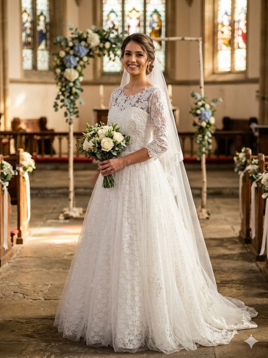 Elegant Lace A-Line Wedding Gown