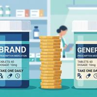 Brand-name and generic prescription bottles side by side showing sertraline cost savings vs. Zoloft
