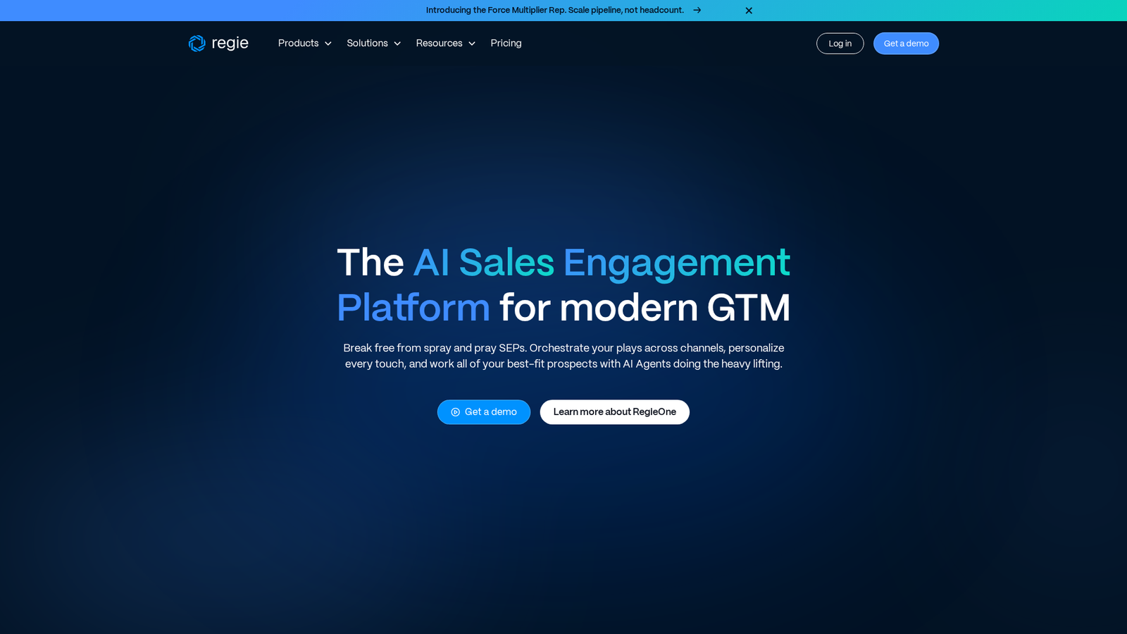 Screenshot of the Regie.ai website