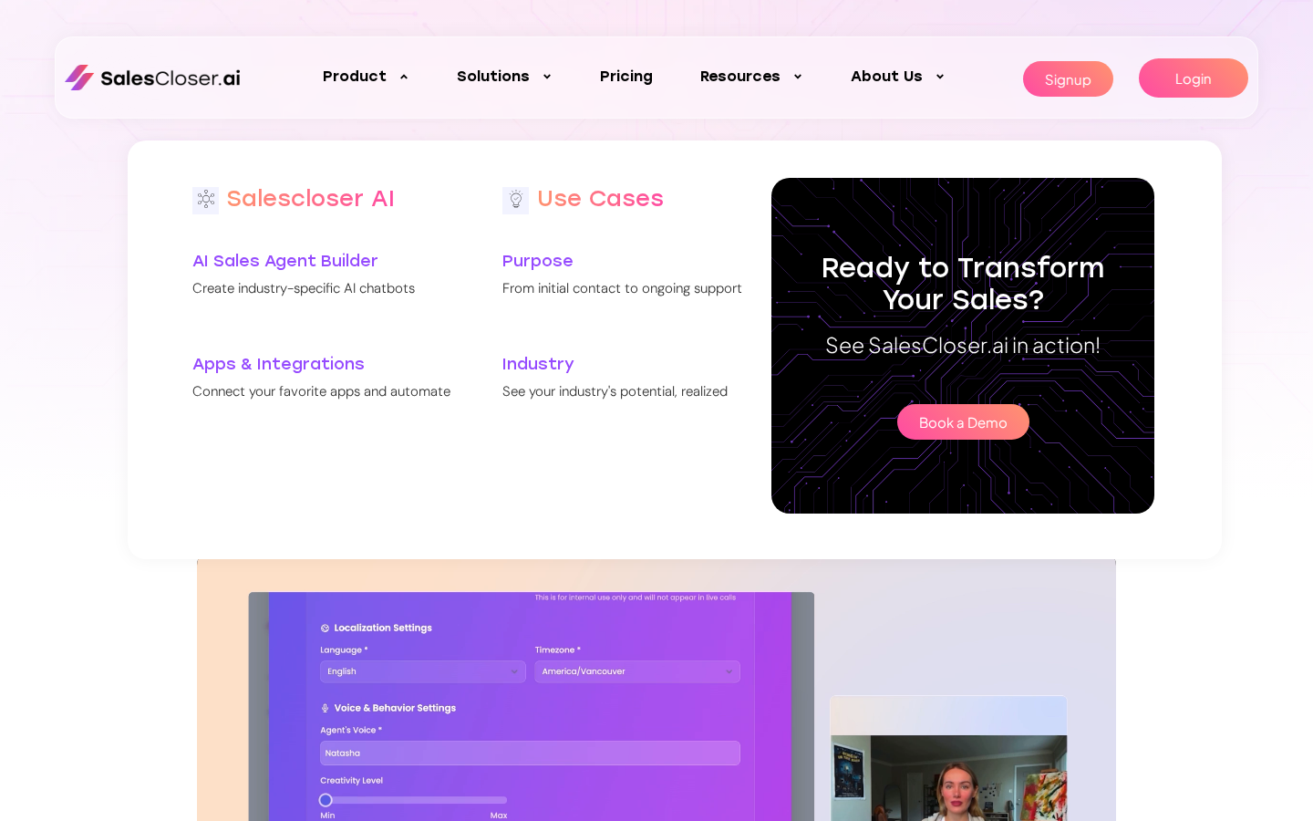 Screenshot of SalesCloser.ai homepage