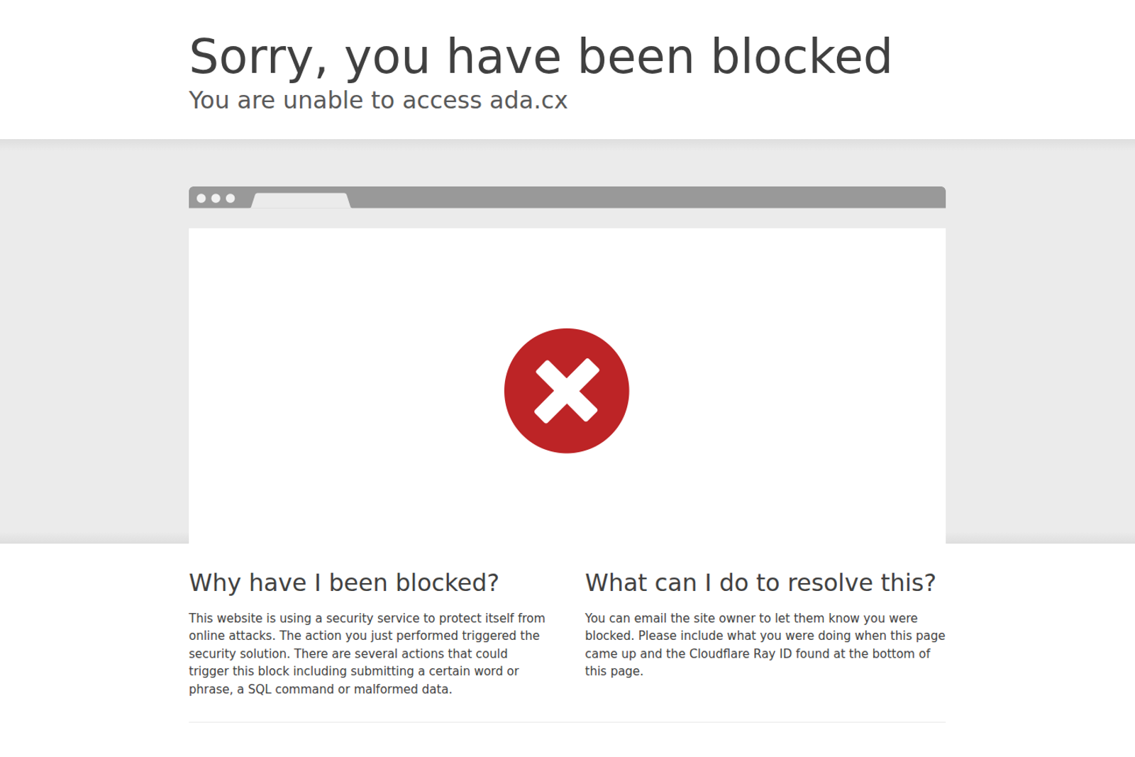 Screenshot of the Ada CX landing page
