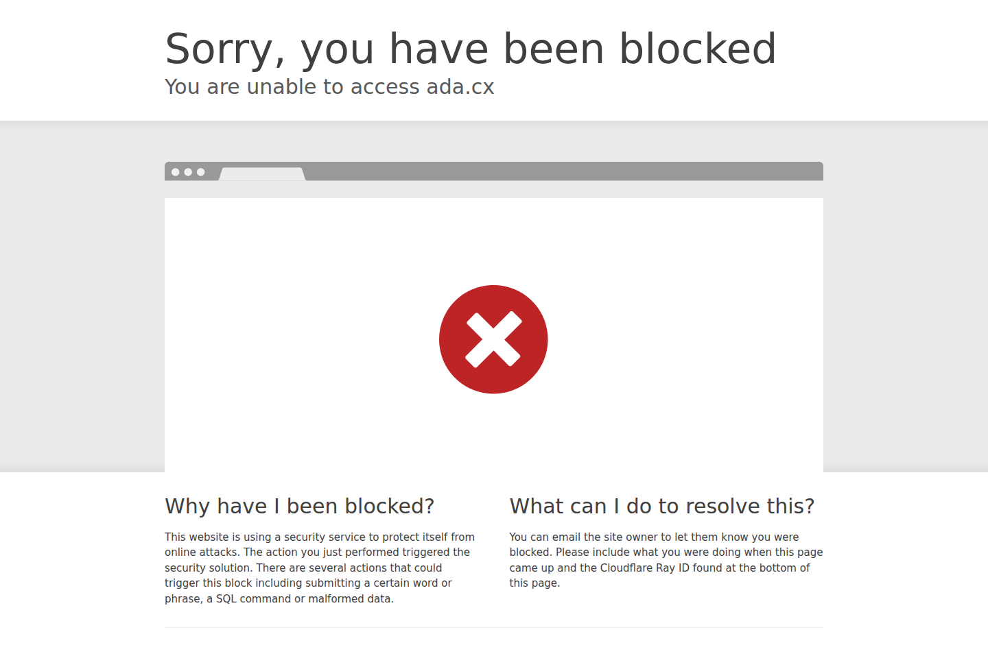 Screenshot of the Ada CX landing page