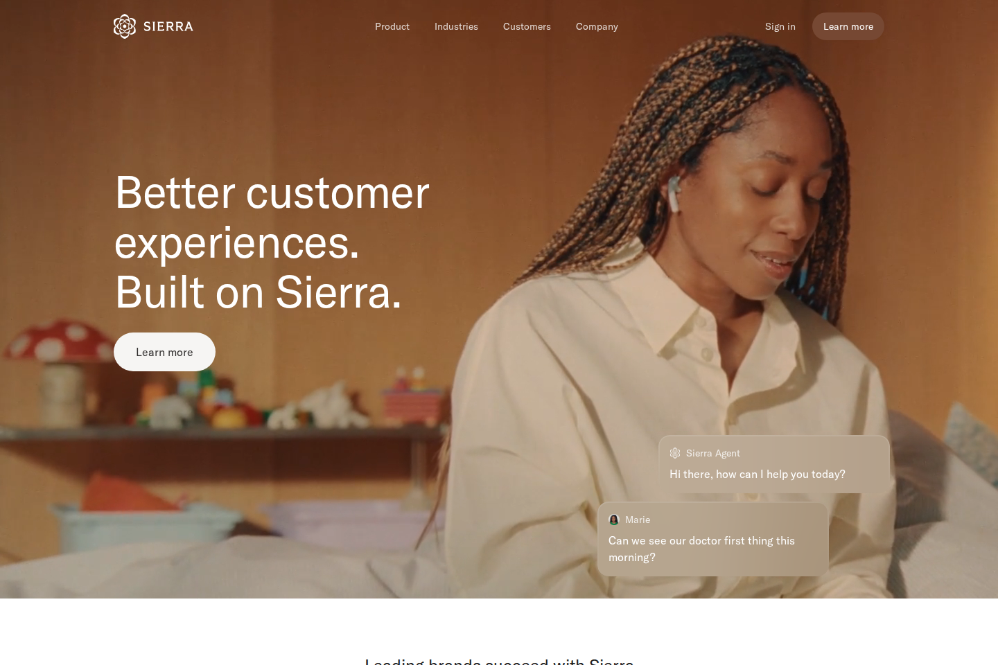 Screenshot of the Sierra website