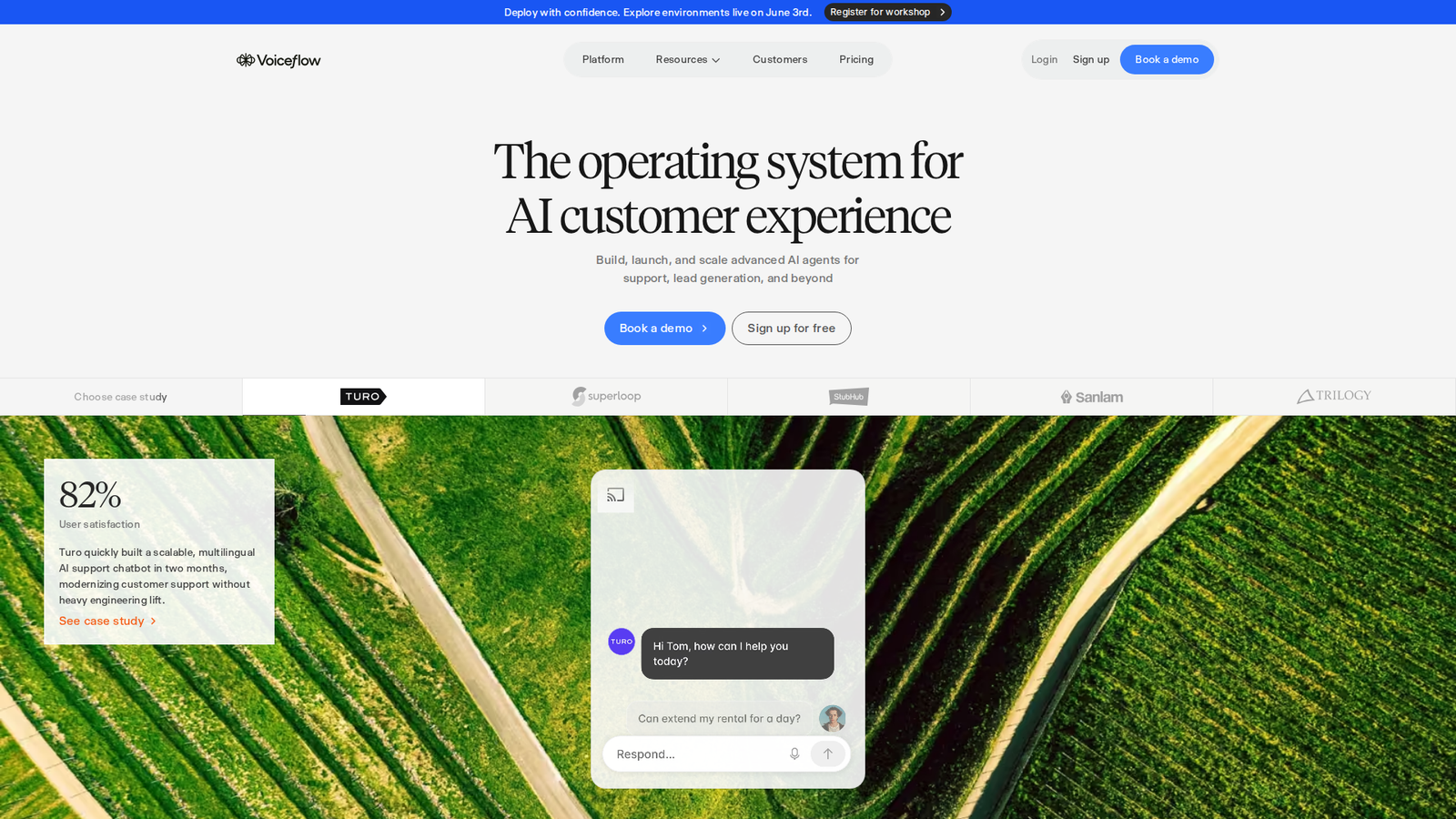 Voiceflow landing page screenshot
