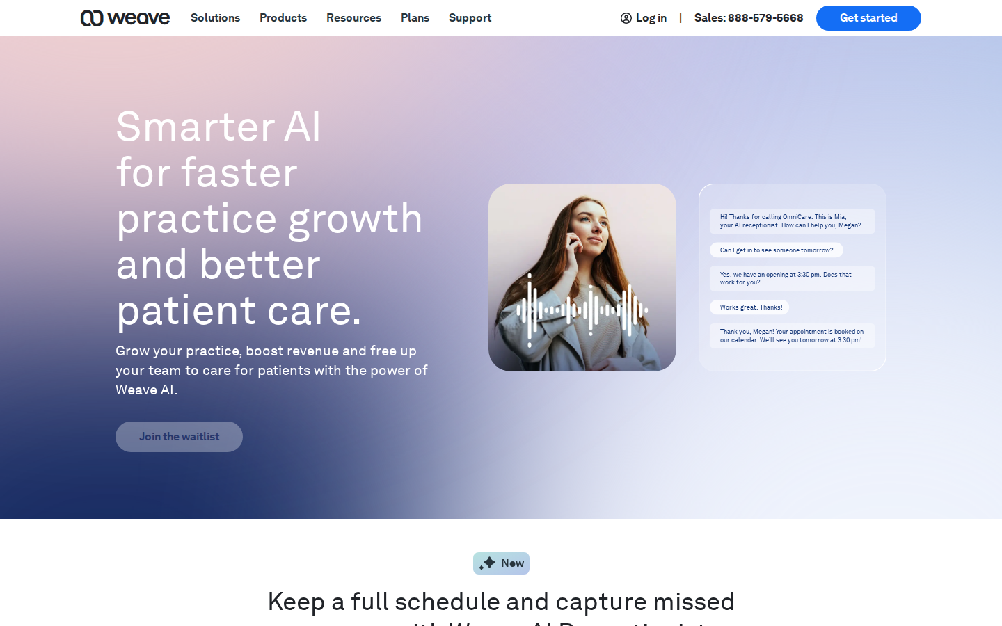 Screenshot of the Weave AI page