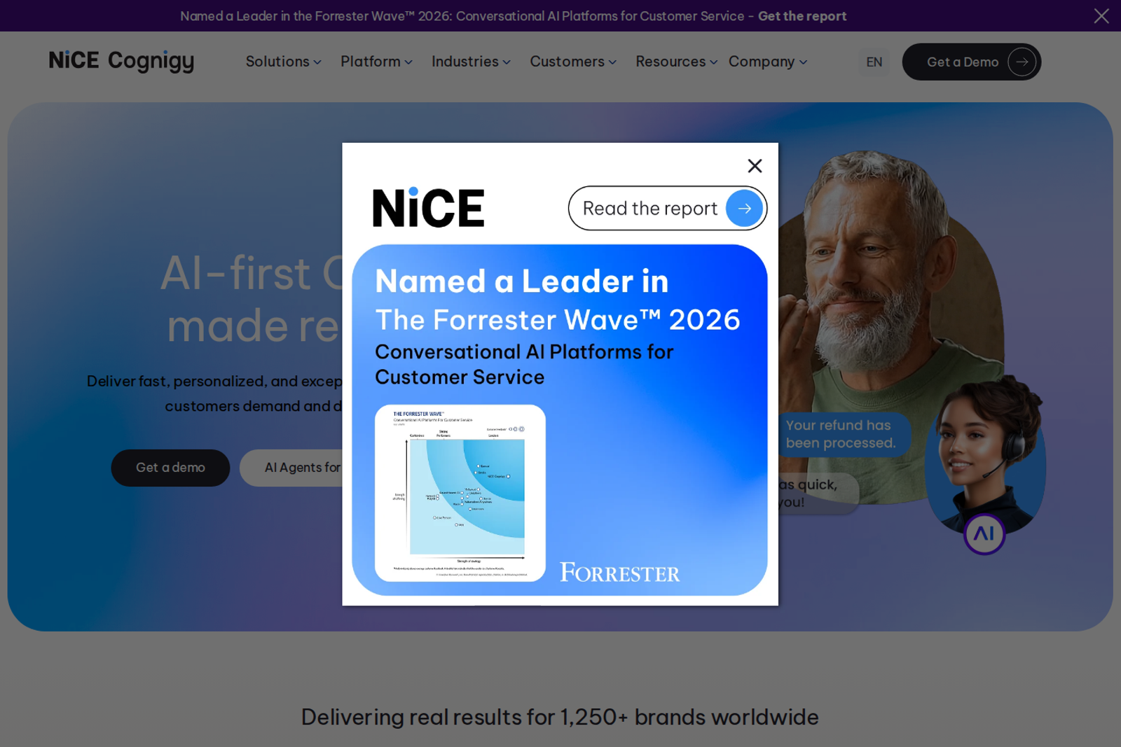 Screenshot of the Cognigy website