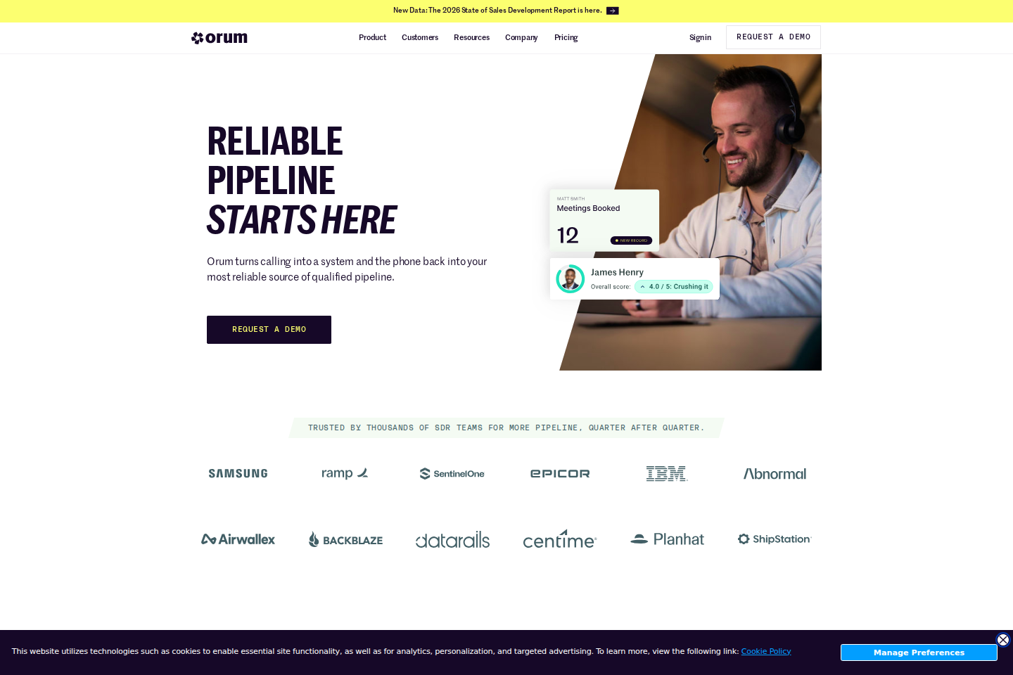 Screenshot of the 8. Orum website