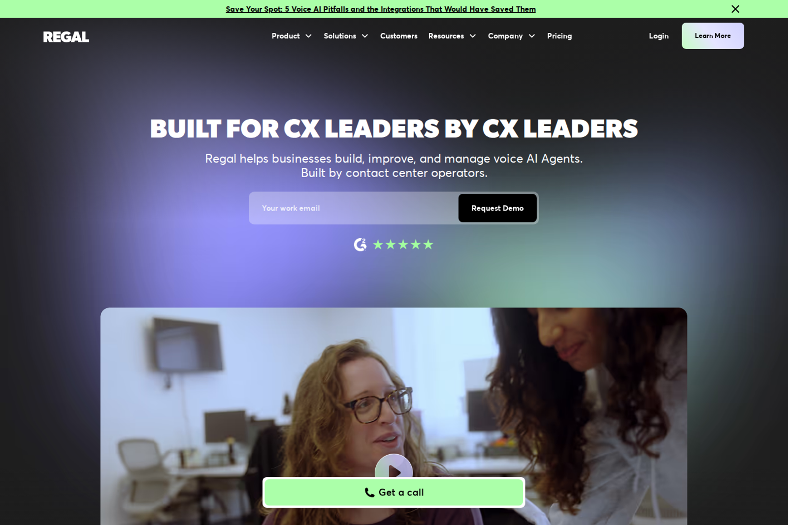 Screenshot of the Regal.io landing page