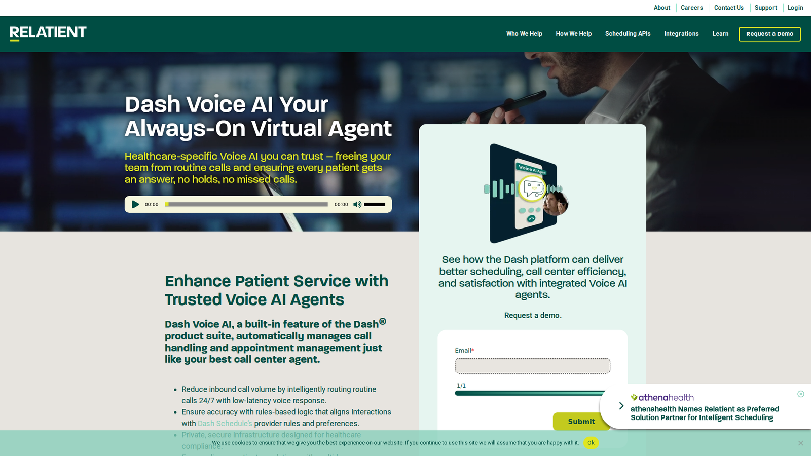 Relatient Dash Voice AI website screenshot