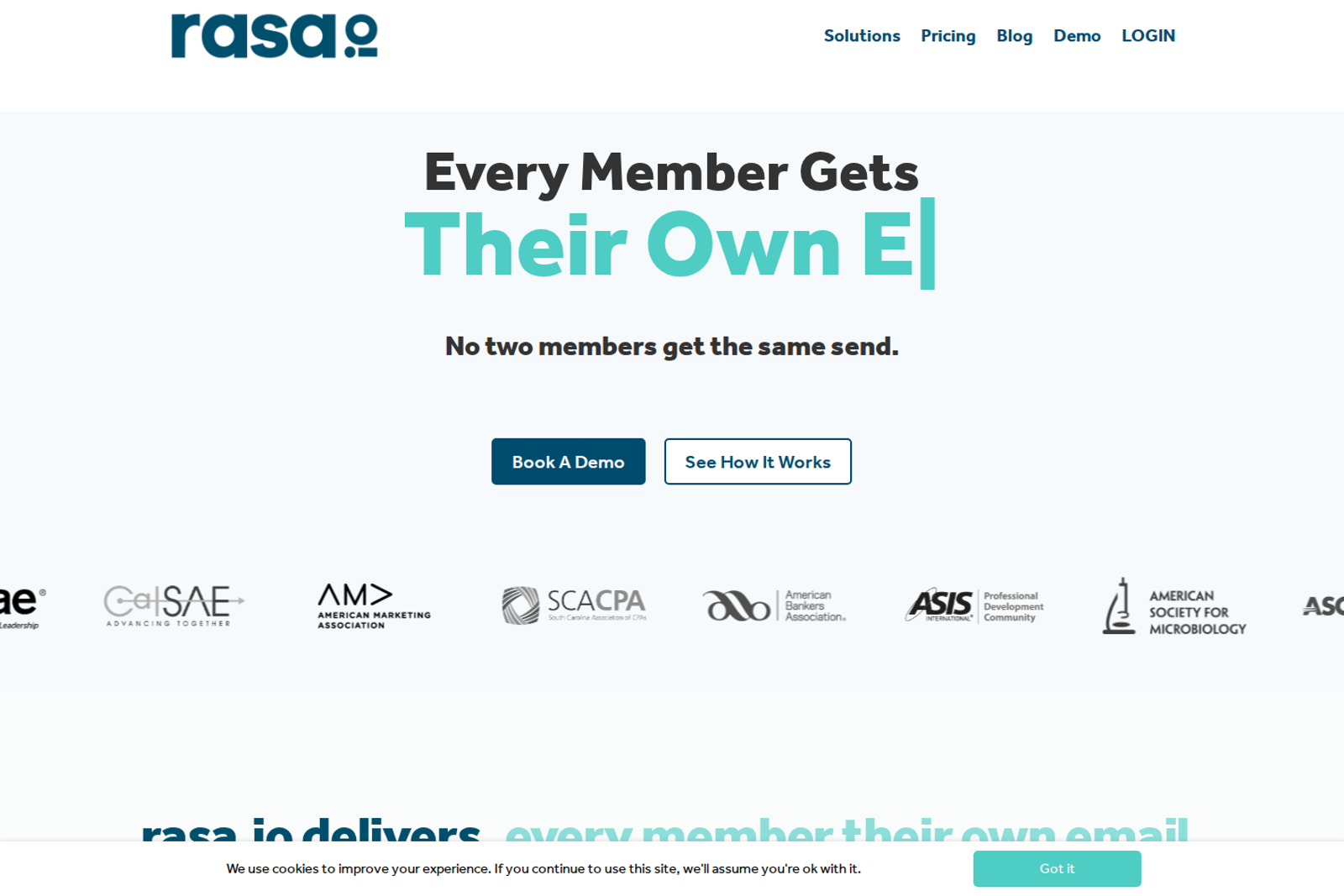 Screenshot of the Rasa landing page